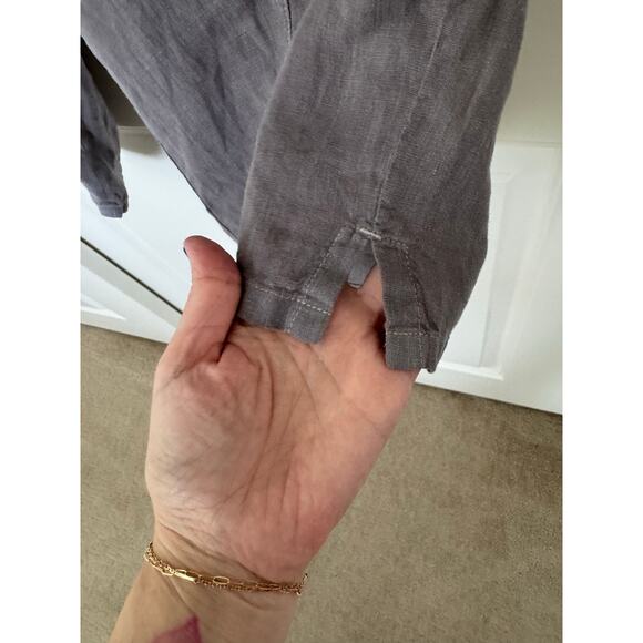Lisa Bayne Pull On Cropped Line Gray Lagenlook Relaxed Casual Pants Medium - Picture 4 of 5